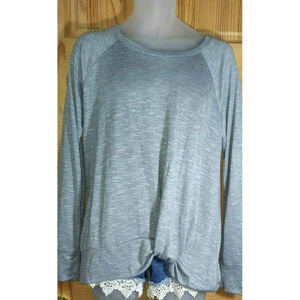 Juicy Couture Women's Twist Front L/S Shirt Top Scoop Neck Gray Soft Size XL
